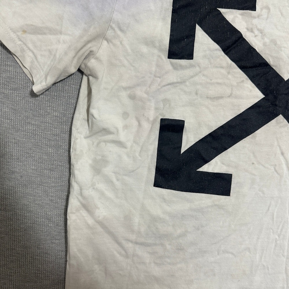 Off-White 888 Arrows Logo Tie Dye Distressed Graphic T-Shirt White Purple Mens L - Picture 10 of 13
